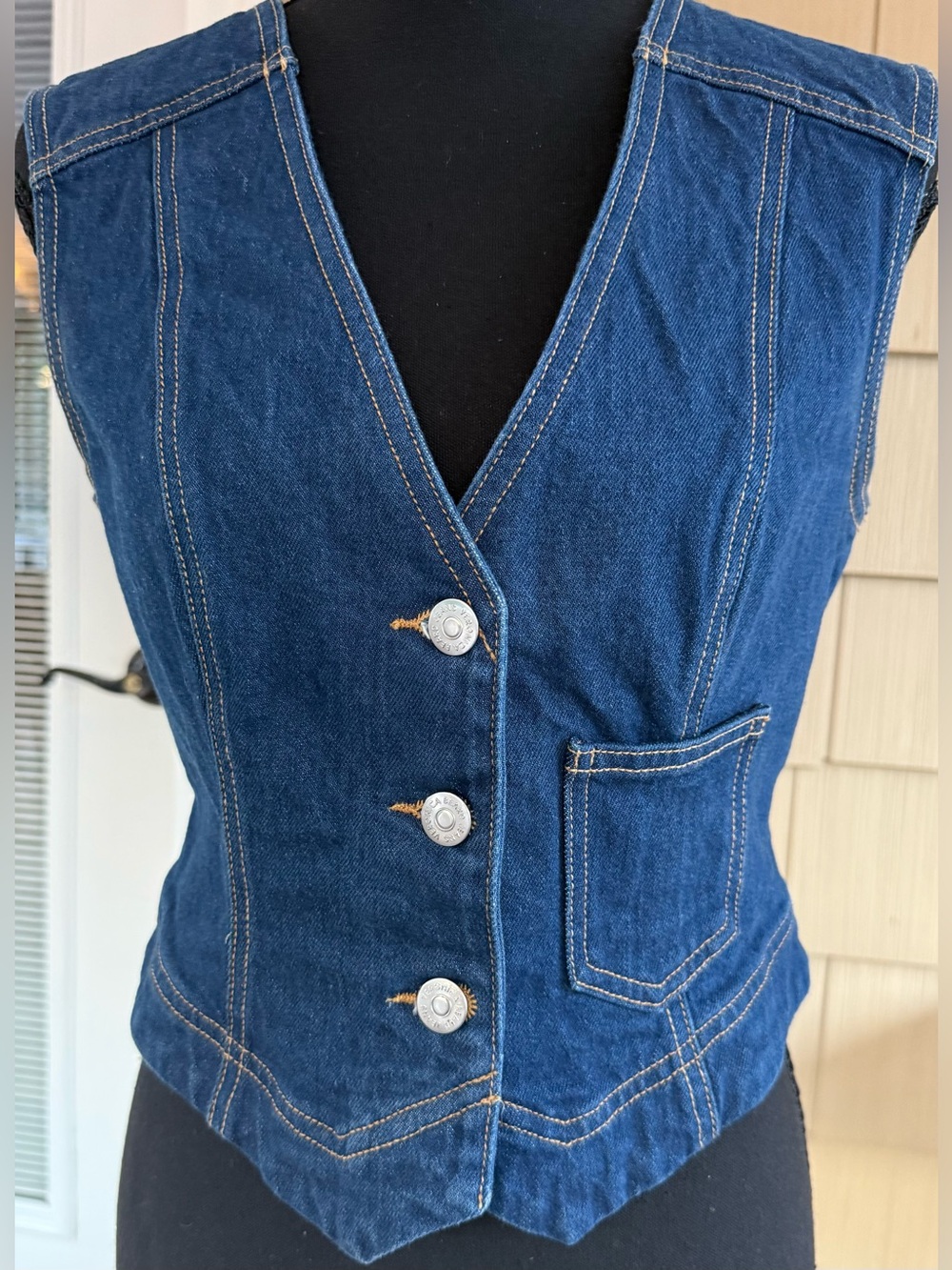 Veronica Beard Jeans Fitted Denim Vest Dark Wash XS